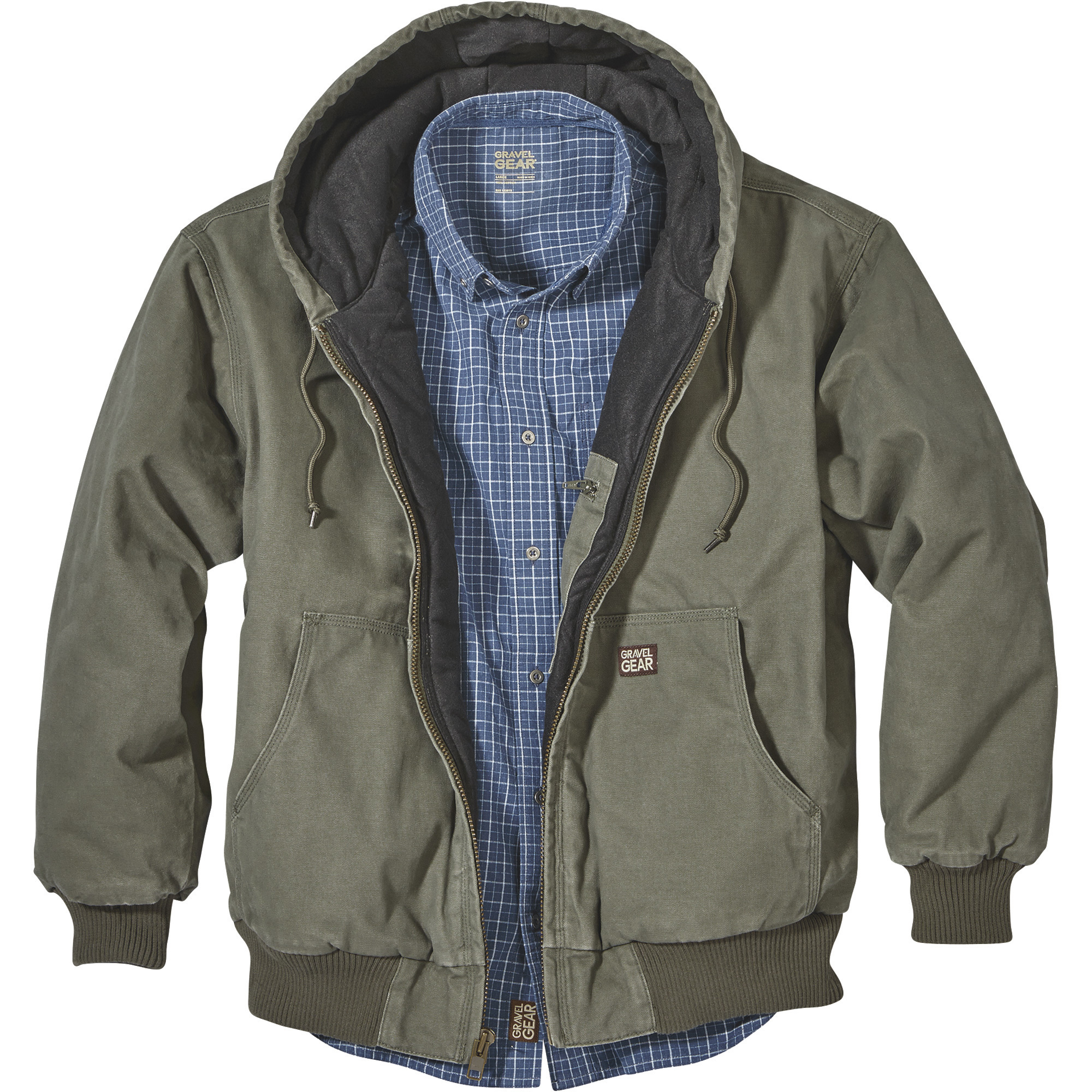 Gravel Gear Men's Hooded Tundra Jacket, Moss, XL